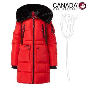 Canada Weather Gear Red Sherpa-Lined Hooded Parka